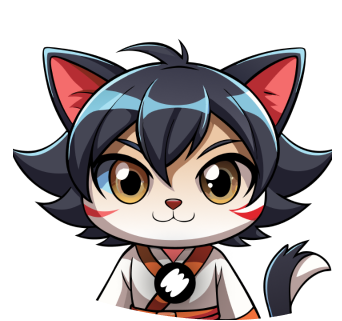 Stylized cat-themed illustration of Andrew Wong's portrait