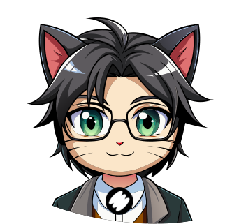 Stylized cat-themed illustration of Eric Wang's portrait